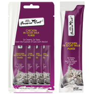 Fussie Cat Treats SprPrm Chicken in GoatMlkPuree 4/0.5oz