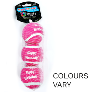Spunky Pup Happy Birthday Tennis Balls 3pk