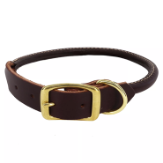 Circle T Latigo Leather Round Collar w/Brass 1x22"