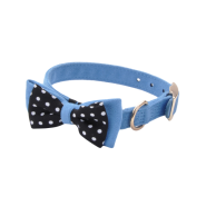 Accent Microfiber Collar Boho Blue w/Polka Dot Bow 5/8x13"