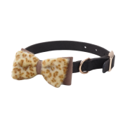 Accent Microfiber Collar Mod Blk w/Leopard Bow 5/8x13"